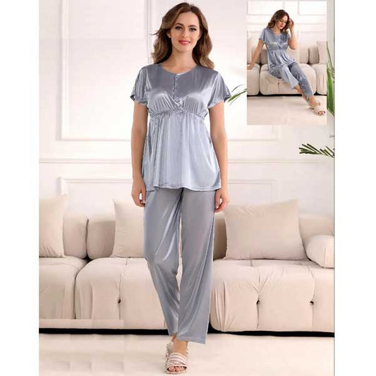 Women Two Piece Pajama Set Grey