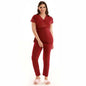 Women Two Piece Pajama Set Maroon