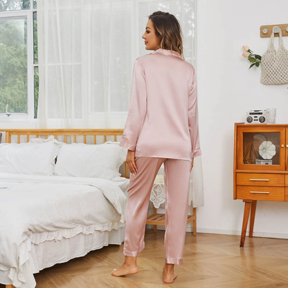 Two Piece Silk Women Pajama Set